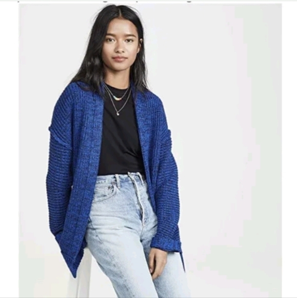 Free People High Hopes oversized open Cardigan Chunky Knit sz Xs - Picture 2 of 8